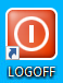 Red log off button on windows desktop.